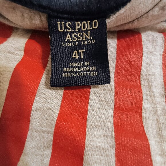EUC:  Boys' U.S. Polo Assn. sz 4T Gray, American Flag T-Shirt - Picture 3 of 3